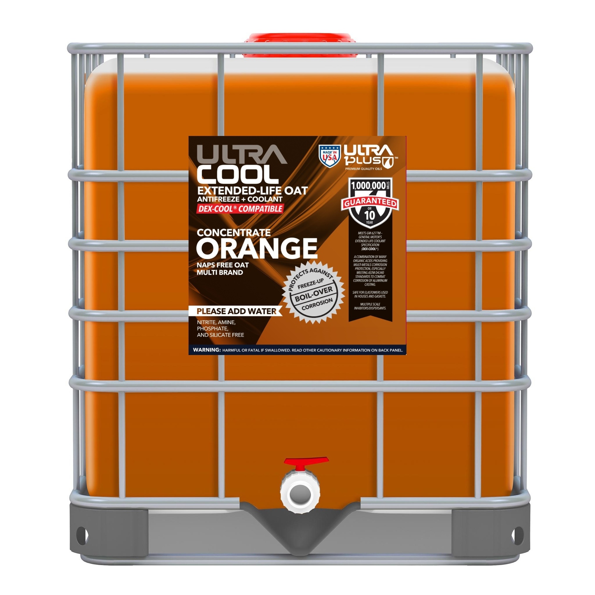 Ultra1Plus UltraCool OAT Antifreeze + Coolant Concentrate - 250 Gal., Orange, Model# UL945